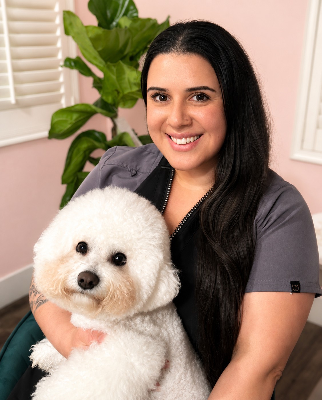 Jenna, owner and groomer of the Tracy studio