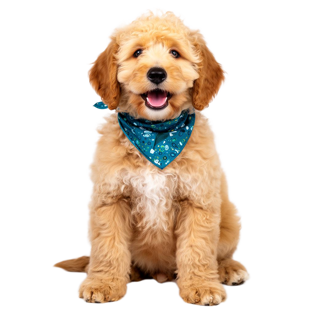 Freshly groomed goldendoodle puppy
